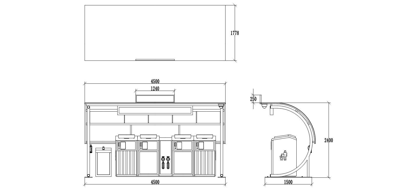智能垃圾亭,定时定点垃圾收集点,小区垃圾分类站尺寸.jpg
